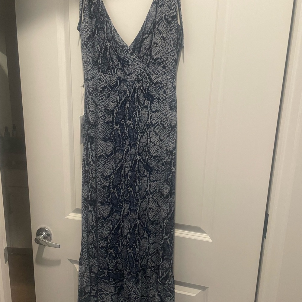 Elegant Snake Print Midi Dress